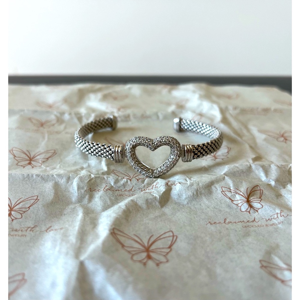 Silver Heart Cuff Bracelet